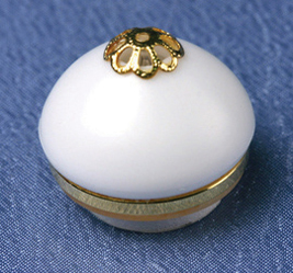 Dollhouse Miniature Sm White Ceiling Globe W/Gold Trim